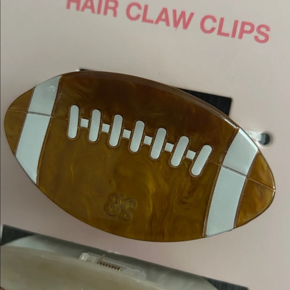 FRASIER STERLING Football Game Day Hair Claw Clips 2 pack NEW